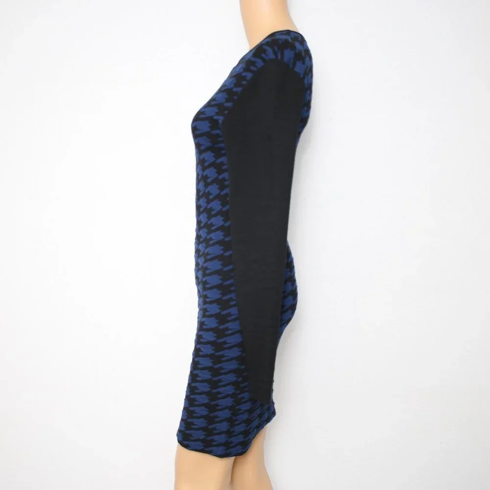 NEW Torn by Ronny Kobo Blue Black Long Sleeve Sweater Dress M - Picture 6 of 11
